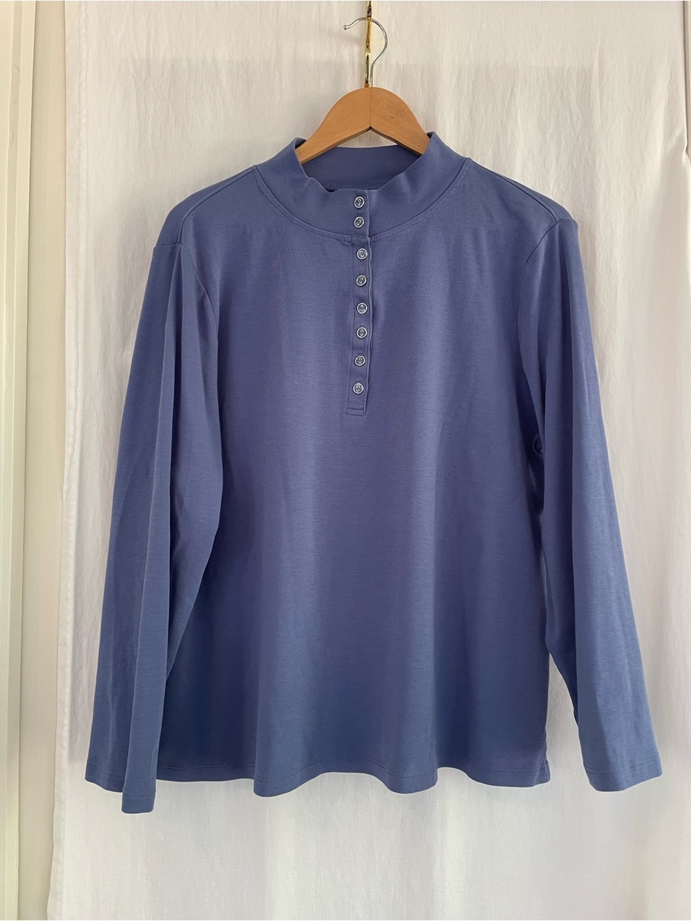Appleseed's Blue Henley Top with Button Placket